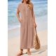 thumbnail image 5 of Vestido de verano KIRUNDO Vestido largo Henley de punto acanalado caqui XXL, 5 of 9