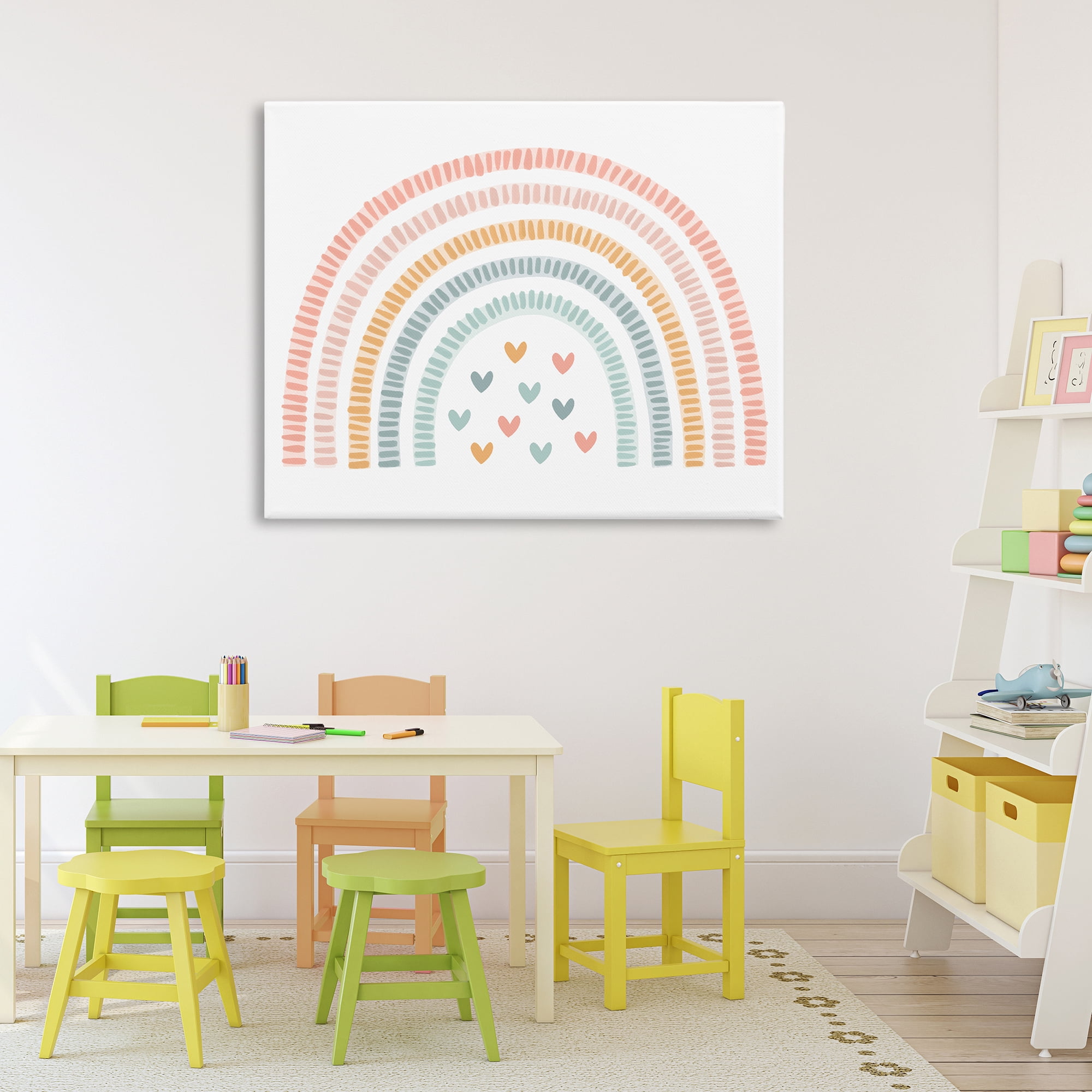 Stupell Industries Whimsical Pastel Rainbow with Hearts Canvas Wall Art, design by Lil' Rue