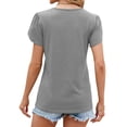 thumbnail image 2 of Hanerdun Women Shirt Tops Female Short Sleeve Casual Blouses Tees Gray 2XL, 2 of 5