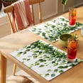 thumbnail image 4 of Green Leaves Placemats Set of 12 Farmhouse Pastoral Simple Leaf Vines Place Mats Indoor Wipeable Table Mats Washable Cloth Dining Table Placemats for Kitchen Holiday Party Home Decor 13x19 Inch, 4 of 9