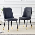 thumbnail image 2 of Dining Chairs Black dining chairs and living room chairs. PU material and metal legs, suitable for kitchen, living room, and dining room,2 piece set (black+PU)C-007,Wooden Dining Chairs, 2 of 21