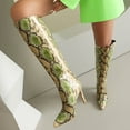 thumbnail image 4 of SACFOF Womens Thigh High Boots Stiletto Heel Faux Snakeskin Boots Side Pull-On Casual Slouchy Over The Knee Boots for Women, 4 of 6