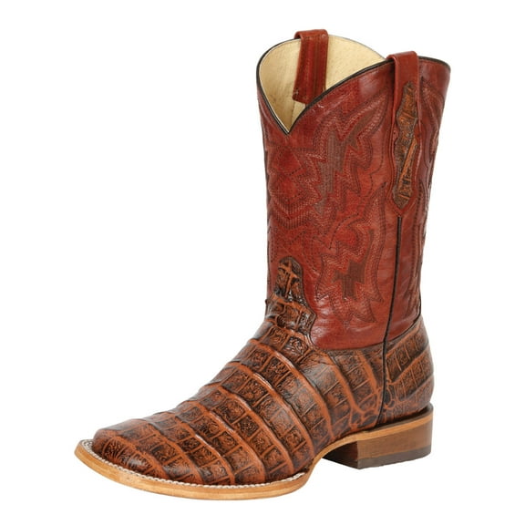 Men’s Western Boot Print Caiman Belly 100 Años - Brandy 43630
