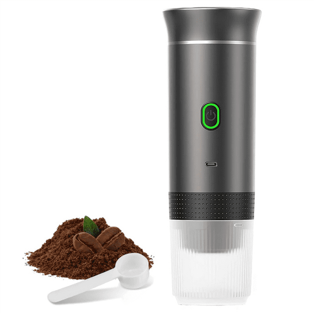 Wireless Electric Portable Espresso Coffee Machine Camping Coffee Maker Capsule Powder Travel Coffee Maker Grey,1 * portable coffee maker 1 * usb cable 1 * spoon,Grey