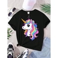 thumbnail image 1 of Tween Girl Summer New Cartoon Cute & Dynamic Printed Black T-Shirt, 1 of 6
