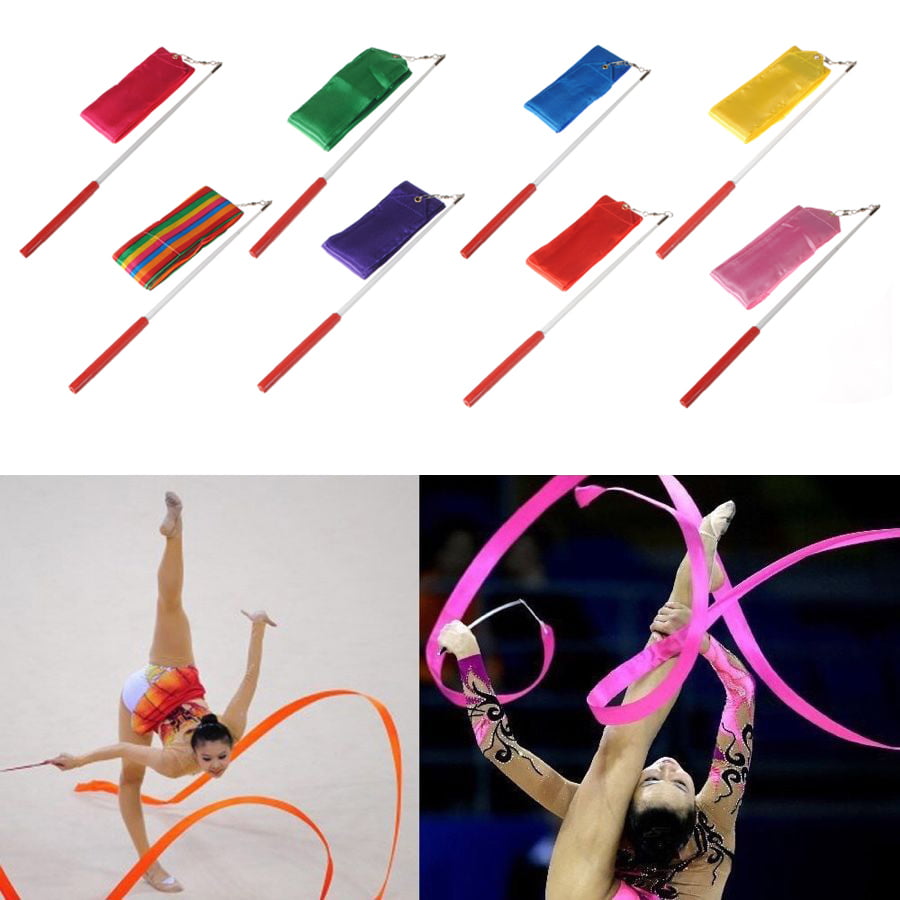Gym Dance Ribbon Gymnastics Art Ballet Streamer Twirling Rod Outdoor Sport EC 