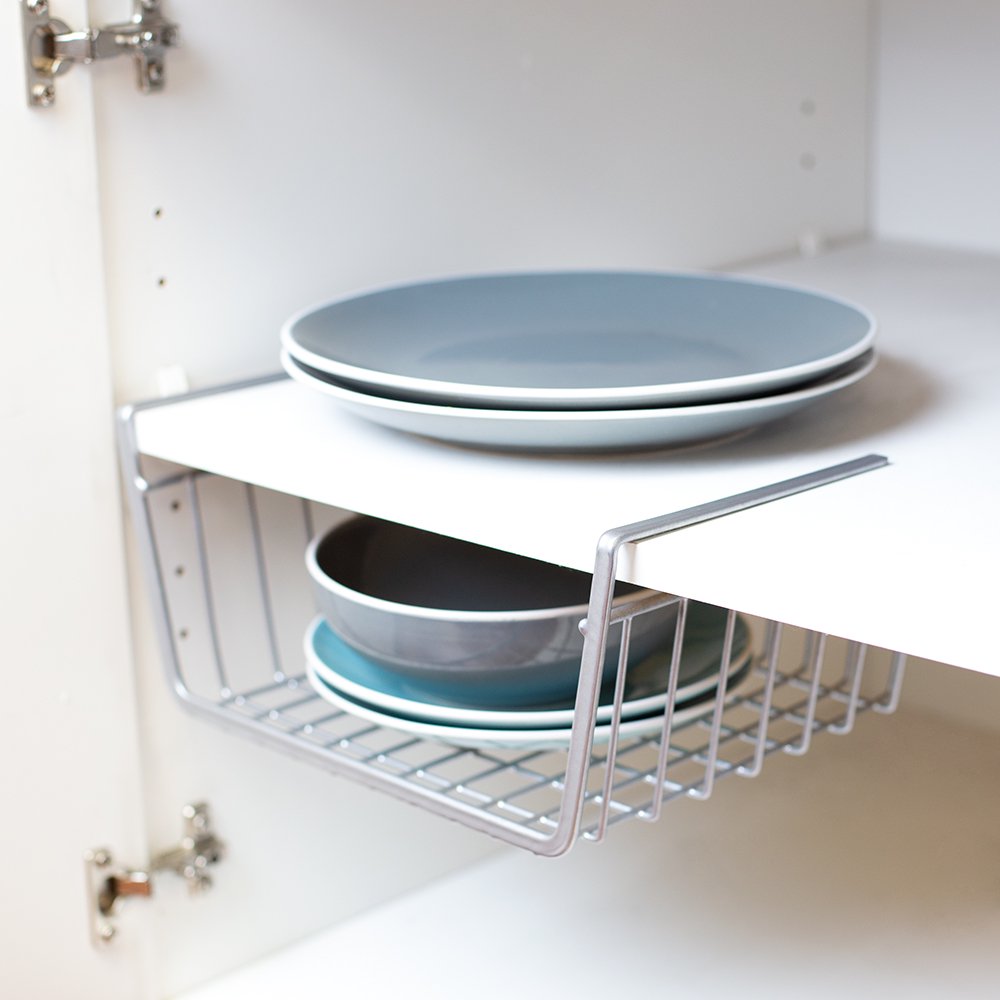 Small Under Shelf Vinyl Coated Steel Basket, Silver