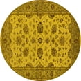 thumbnail image 1 of Ahgly Company Machine Washable Indoor Round Oriental Yellow Traditional Area Rugs, 7' Round, 1 of 4
