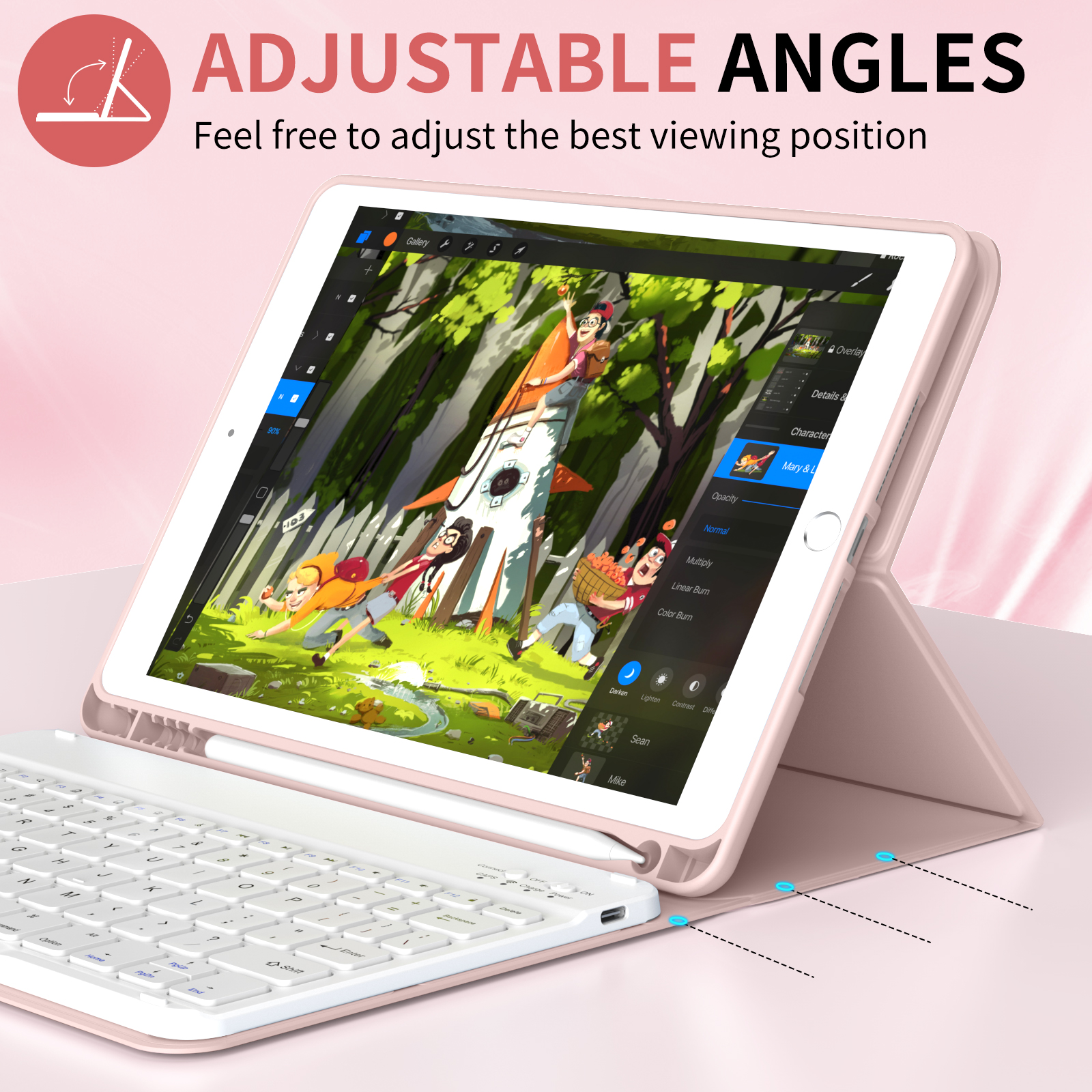 SZPSGC iPad Keyboard Case 10.2 Inch, Pink photo 2