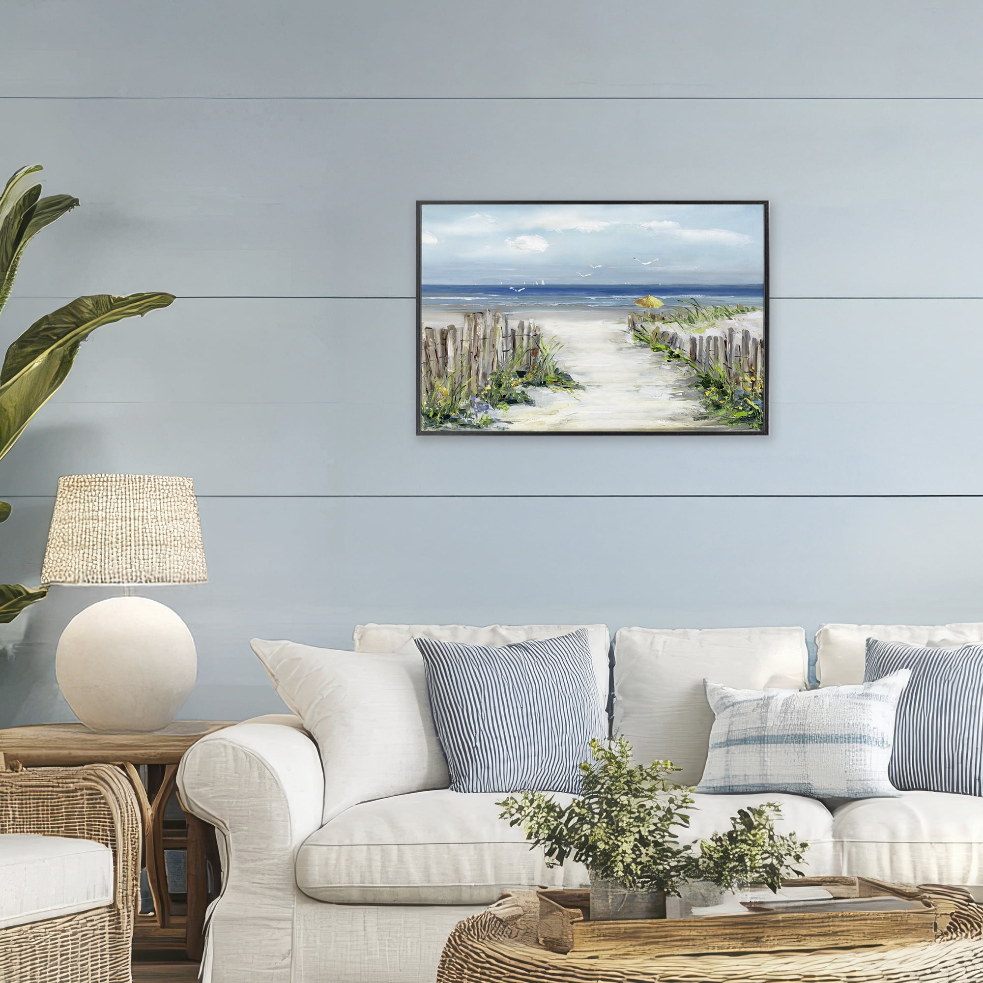 Stupell Industries Sunlit Dune Path To Ocean Black Framed Giclee Art, design by Sally Swatland