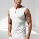 thumbnail image 1 of pstuiky Camisetas sin mangas para hombre, Top deportivo informal de malla de color sólido para hombre, transpirable, sin mangas, cuello redondo, medio botón Chaleco de hombre l, 1 of 9