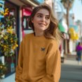 thumbnail image 5 of Dalix Butterfly Embroidery Relaxed Crewneck Sweatshirt Soft Fleece Fit Lounge Womens in Peanut 3XL XXX-Large, 5 of 5