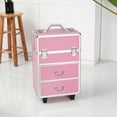 thumbnail image 5 of Makeup Cases and Organizers on Wheels, 14" x 9" x 23"Beauty Trolley w/Lockable Keys+6 Drawers, Adjustable Handle Height Cosmetic Trolley for Beauty Professionals, Students and Hair Stylists, S13477, 5 of 7
