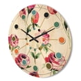 thumbnail image 3 of Designart 'Roses Flowers Pattern On White' Mid-Century Modern Wood Wall Clock, 3 of 5