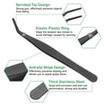thumbnail image 4 of Uxcell Stainless Steel Tweezers 5.5 Inch Long Curved Serrated Tip Tweezers Multi-Purpose Kitchen Tongs for Cooking Gardening Repairing Craft, Black, 4 of 7