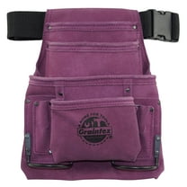Graintex 10 Pocket Nail & Tool Pouch Purple Color Suede Leather with 2” Webbing Belt for Constructors, Electricians, Plumbers, Handymen