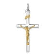 thumbnail image 1 of FB Jewels Sterling Silver Rhodium-plated & 18k Gold-plated Crucifix Pendant, 1 of 4