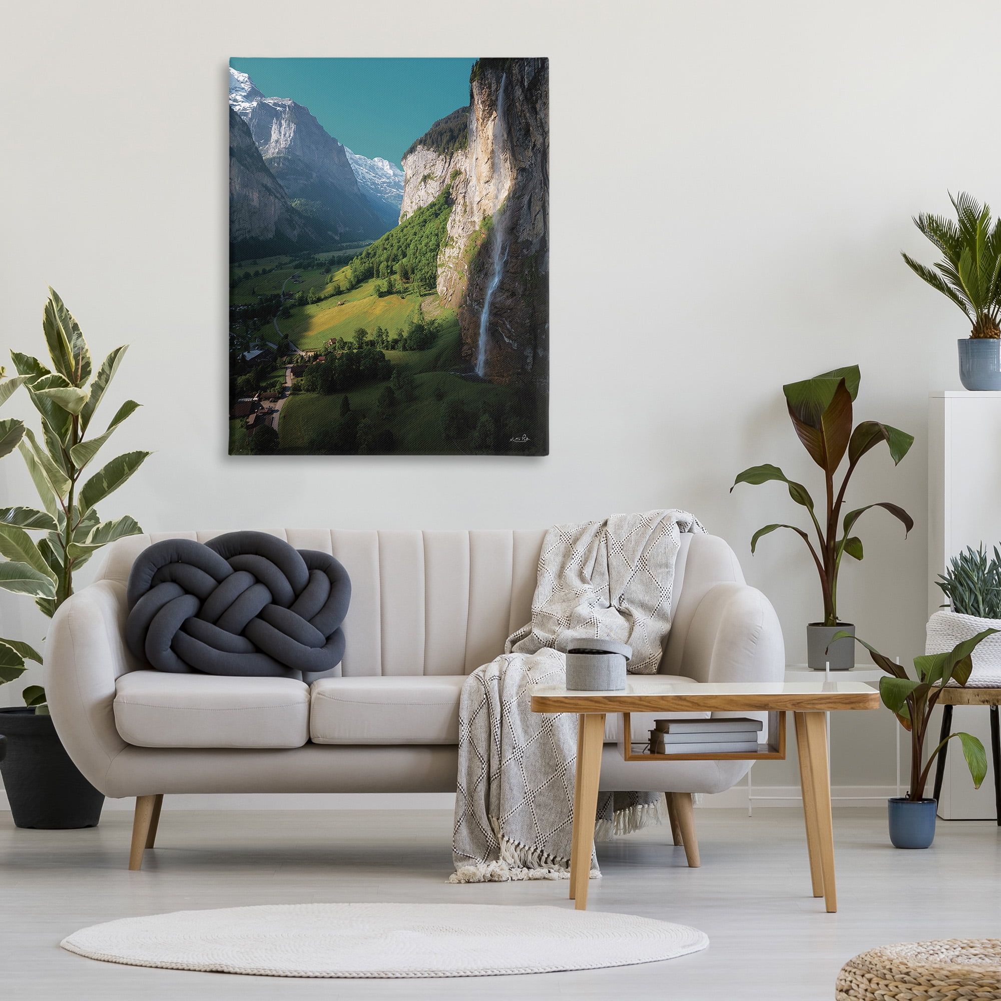 Stupell Industries Valley Cliffs Grassland Landscape Photography Gallery Wrapped Canvas Art Print Wall Art, 36 x 48