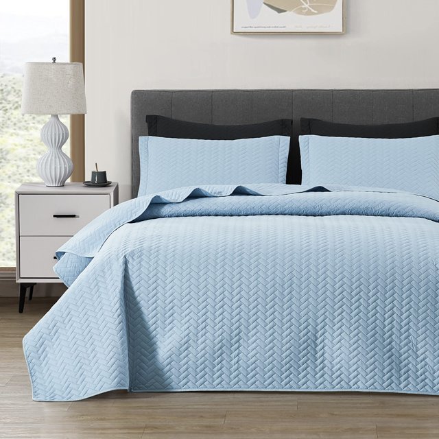 Juego de Edredón Maple & Stone King Size Azul Claro con Tecnología Ultrasónica