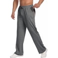 thumbnail image 3 of GrmtClth Sweatpants For Men Straight Leg Open Bottom Loose Fit Drawstring Waist Side Pockets Lightweight Gym Casual Lounge Trousers Dark Gray L, 3 of 5