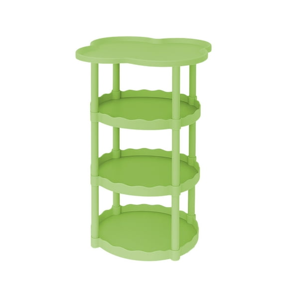Cream Style Sofa Side Table Small Coffee Table with Four-leaf Cloud Shelf for Living Room Bedroom, Plastic Storage Nightstand, 75x35 cm