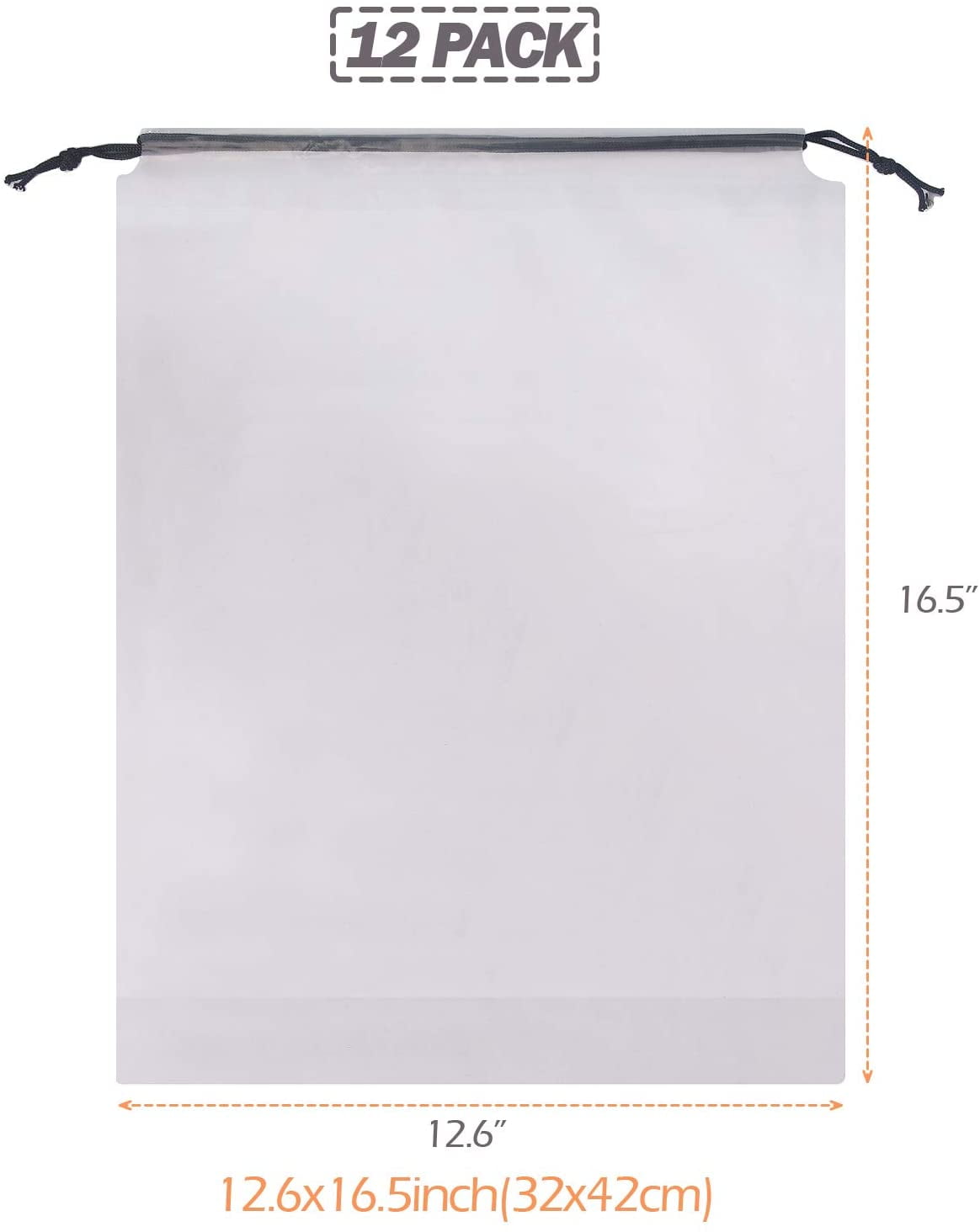 Set of 12 Portable Translucent Shoe Bags for Travel Large Clear Shoes Pouch Storage Organizer with Drawstring for Men and Women