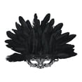 thumbnail image 3 of Máscara de plumas artificiales de media cara, accesorio de moda para fiesta de disfraces de cosplay Negro, 3 of 8