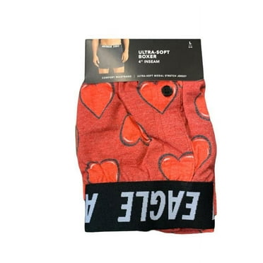 American Eagle Men's Red Hearts Ultra Soft Boxer 3 Packs Special, Small