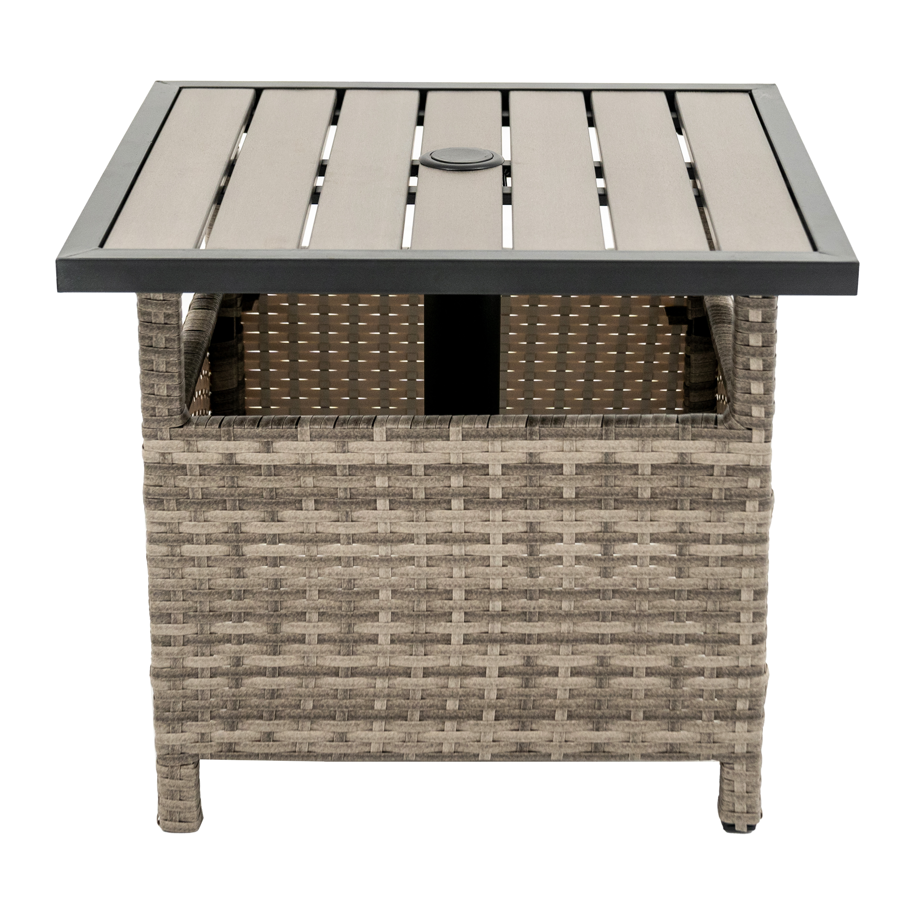 Outdoor Patio Side Table Umbrella Stand All-Weather PE Wicker Rattan Umbrella Table Furniture  for Garden Deck Pool Gray - image 5 of 8