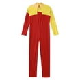 thumbnail image 6 of vastwit Kids Girls Shiny Rhinestone Long Sleeve Full Body Jumpsuit Romper Ballet Dance Gymnastics Yellow&Red 10, 6 of 7