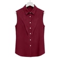 thumbnail image 4 of Kukoosong Women's Button Down Shirts Lapel Sleeveless Work Blouses Collared Tank Tops, 4 of 7