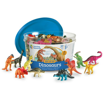 Learning Resources Dinosaur Counters, Set of 60 Colored Dinosaurs, Ages