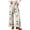 Beige White, variant on Women's Blue Floral Print Mid Rise Cropped Wide Leg Jeans Boho Baggy with Pockets