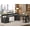 Black, variant on SEDETA 65" L Shaped Home Office Desk with Lockable Drawers, Farmhouse Computer Desk with RGB LED Lights, Charging Station & Printer Shelf, Wood Corner Workstation with Storage, Black