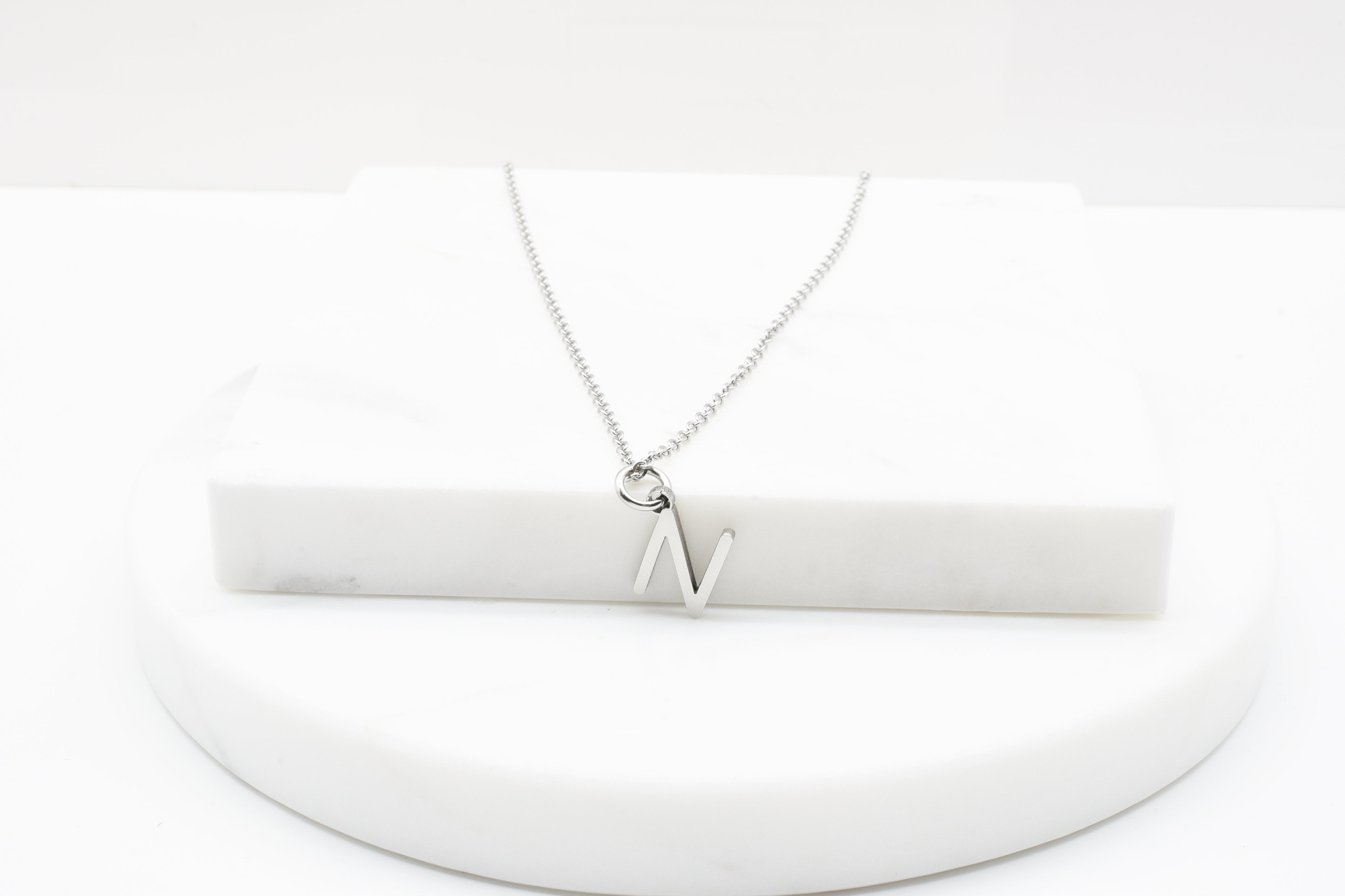 Tiny Sideways Initial Pendant Necklace 