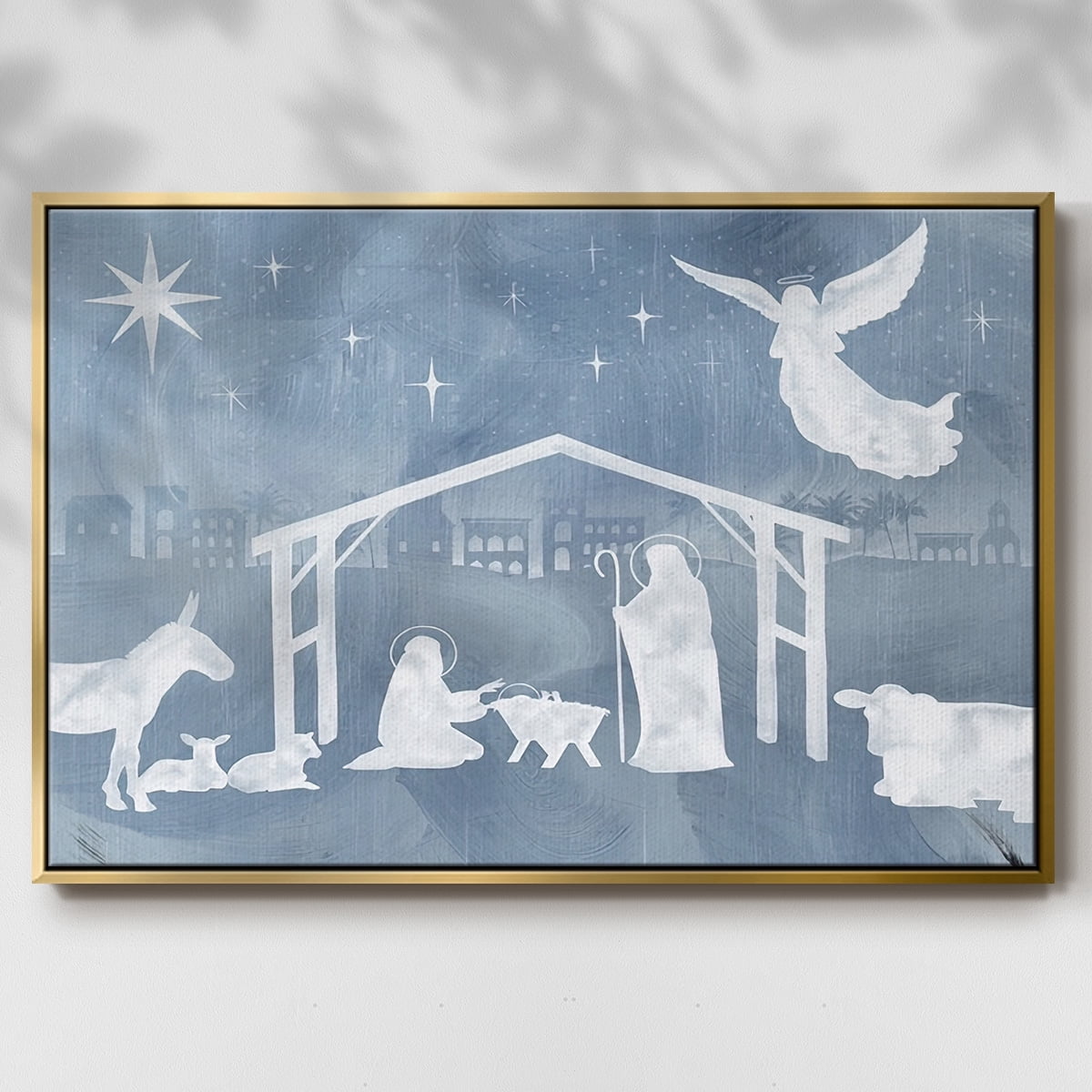 Star of Bethlehem Collection A - Framed Gallery Wrapped Holiday Canvas - 25 x 37 - Gold Frame