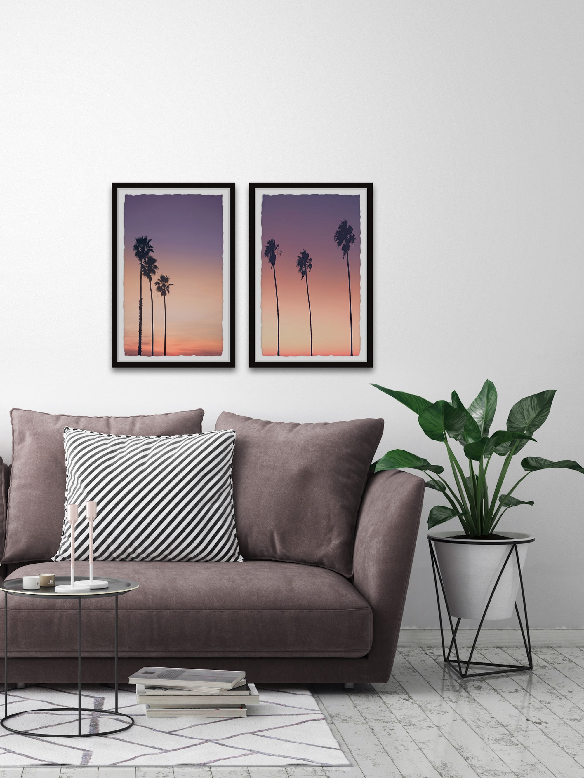 Marmont Hill Dawn and the Palm Trees Diptych, 36" x 48"