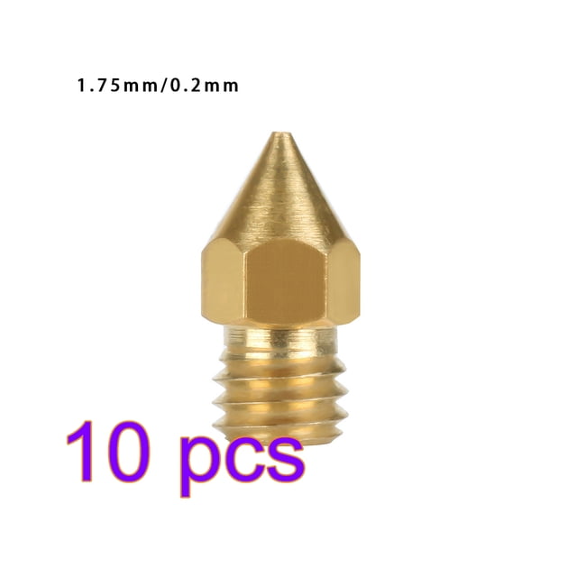 Boquilla de impresora 3D de 10 piezas, cabezal de extrusión de latón, Mini boquilla de latón portátil, hilo de impresora firme, 0,2 mm / 1,75 mm Eigraketly EL000093-01B*10
