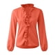 thumbnail image 3 of Ploknplq Elbow Length Tee Shirts for Women,Gradient Shirt,Tunic Tee,V-Neck Casual Short Print Sleeve T-Shirt Top Solid Ruffle Blouse,3/4 Sleeve Tunic Tops for Women,Top for Women Orange M, 3 of 7
