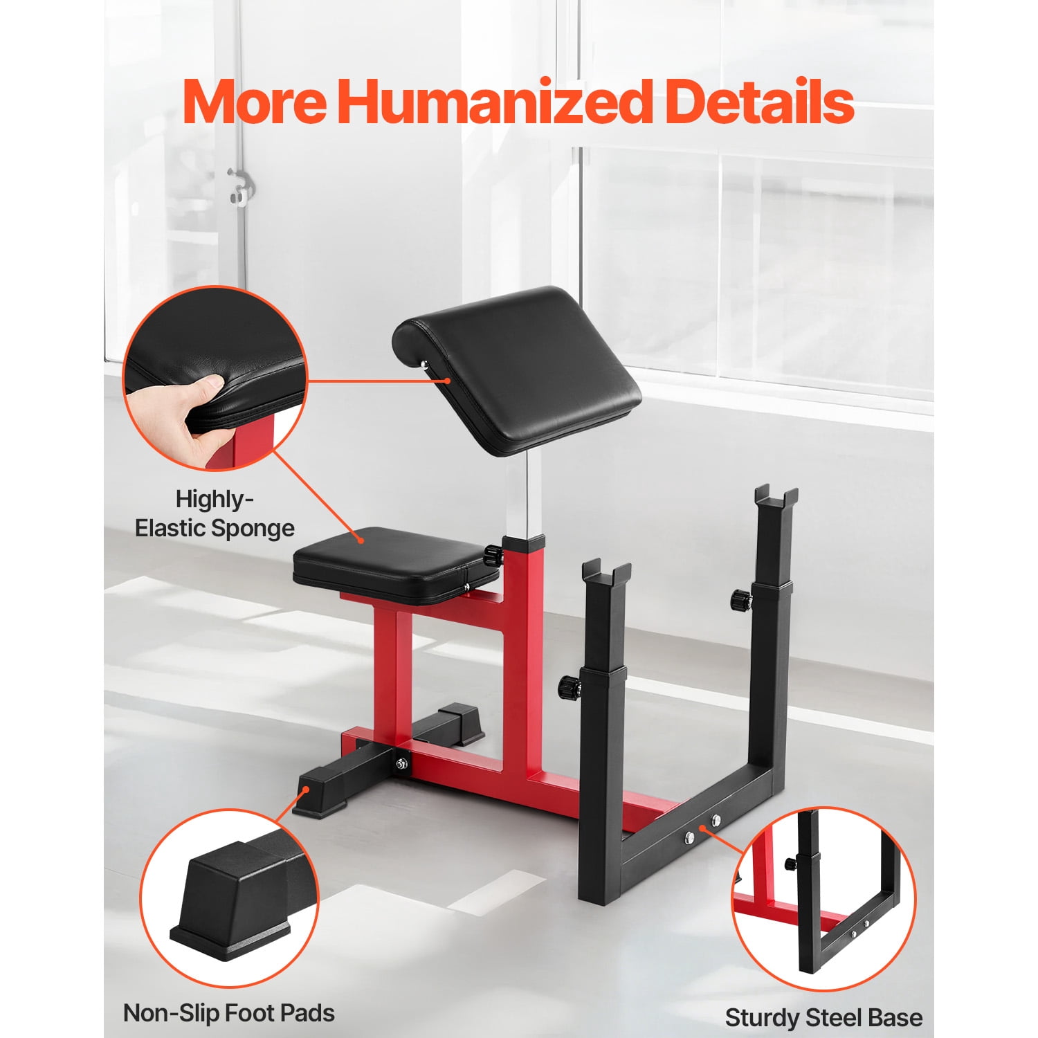 KFFKFF Fitness Bench with Leg Developer, Conditioning Exercise Stations, Supports up to 440 LBS, Domestic Gym Gear, Seated Arm Isolation for Barbell Dumbbell Bicep Workouts, Training Bench