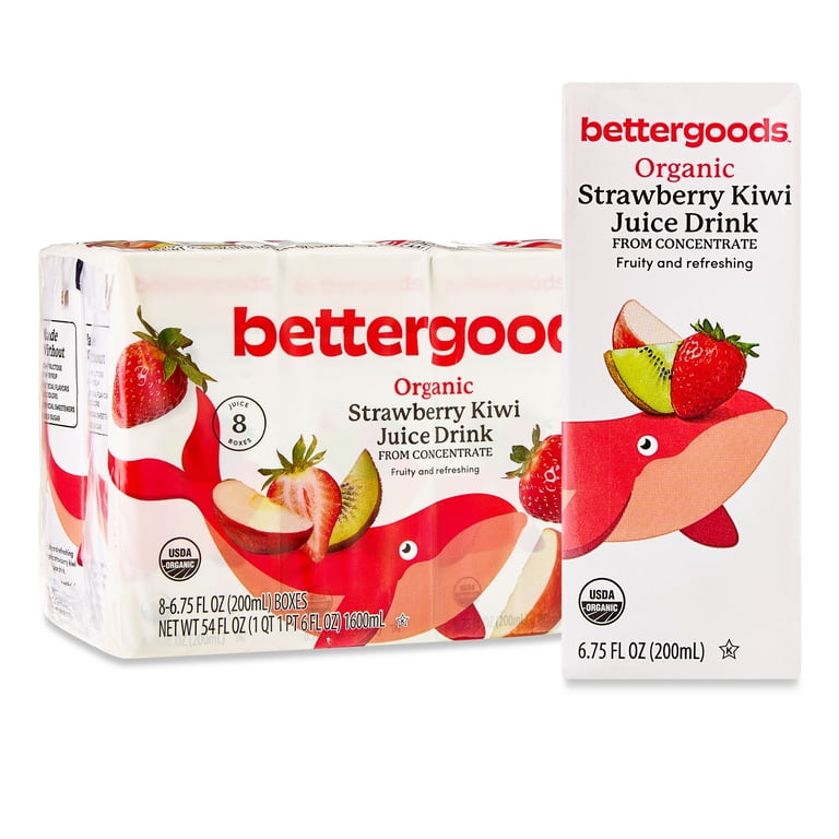 3 pack) bettergoods Organic Strawberry Kiwi Juice Drink, 6.75 fl