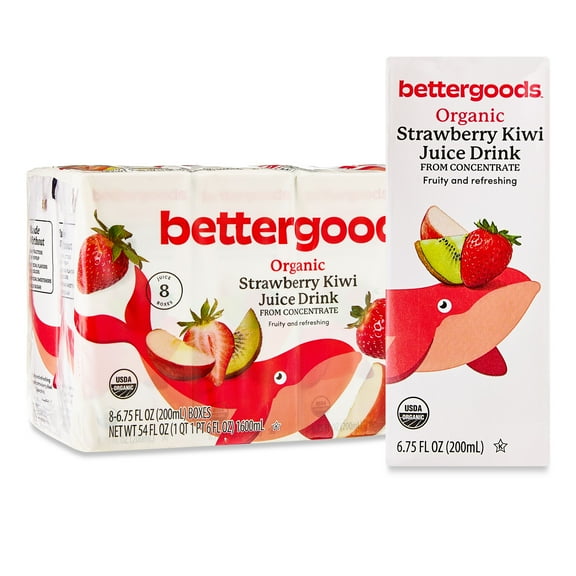 bettergoods Organic Strawberry Kiwi Juice Drink, 6.75 fl oz , 8 Count