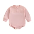 thumbnail image 2 of SXCXLSA Baby Girls Bodysuit Long Sleeve Onesie Solid Color Romper Summer Soft Comfortable Outfit Pink 3-6 M, 2 of 9