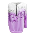 thumbnail image 3 of 1 PC Women's Lightweight Hoodie Comfort Vintage Sports Basic Quarter Zip Floral V Neck Micro Elastic Long Sleeve Fall Winter Tops for Women Trendy Purple XXL, 3 of 4