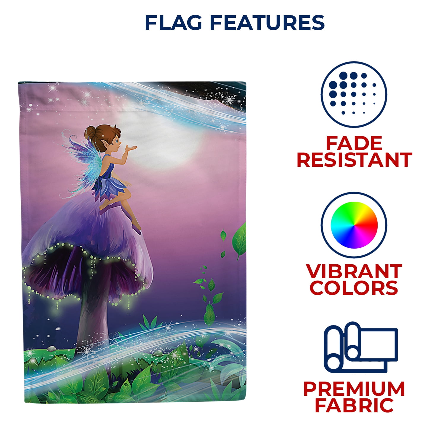 America Forever Fairy House Flag - Blue Fairy Dust - Magical Fantasy Mushroom Fairy Tales Spring Summer Seasonal Yard Outdoor Decorative Double Sided Flag - 28 x 40 Inch