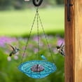 thumbnail image 6 of 2026 New Solar Cascade Hanging Bird Bath Fountain, Outdoor Hanging Bird Bath, Large Humming Birds Baths Fountains, with Solars Pump & Glass Bowl, for Outdoor, Gardens (Blue-Upgraded), 6 of 9