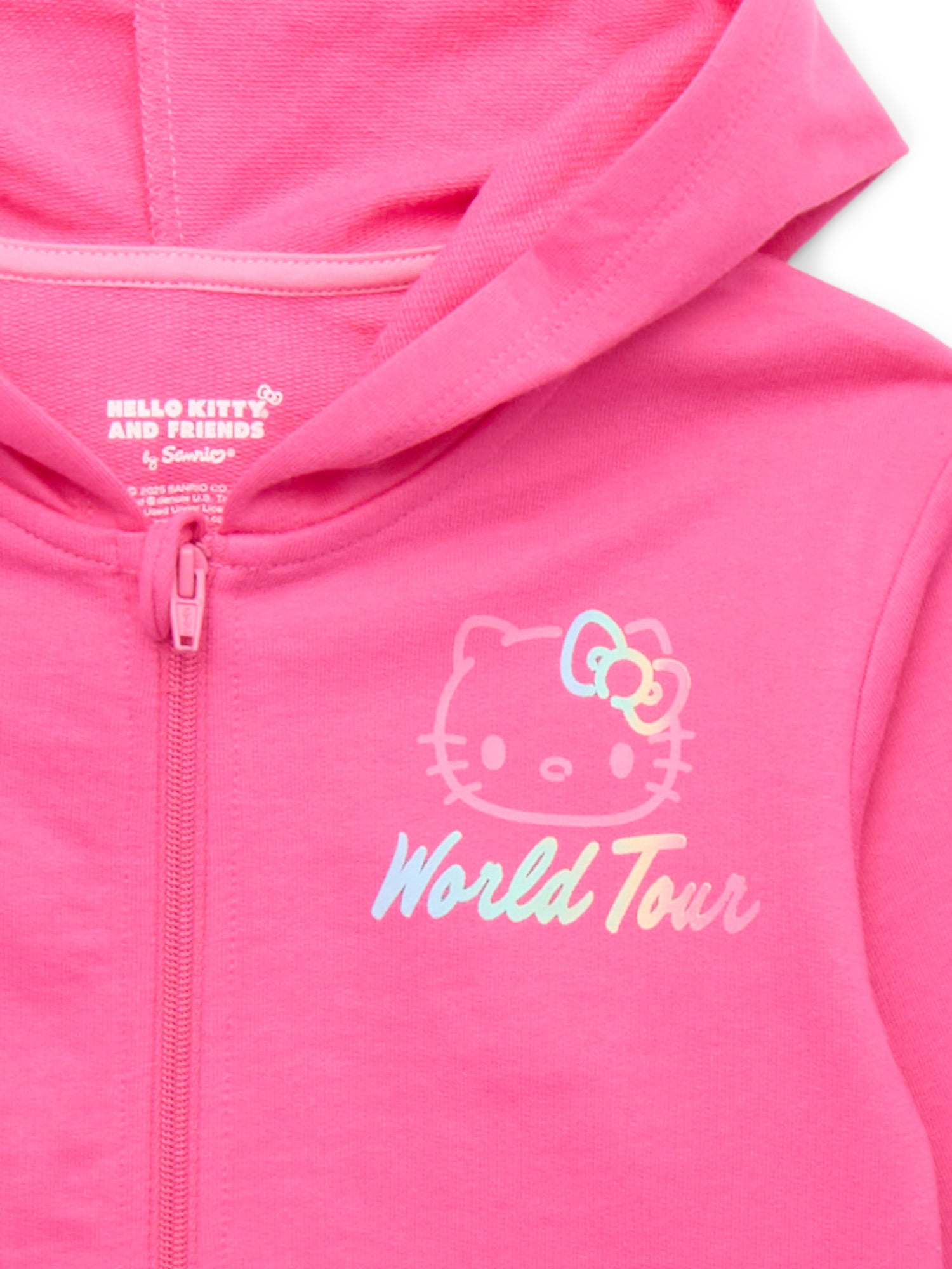Hello Kitty Toddler Girls' Full-Zip Hoodie with Front & Back Graphics, Sizes 12M-5T