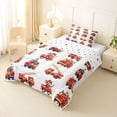 thumbnail image 3 of Castle Fairy Watercolor Fire Truck Twin Comforter Sets 3-Piece for Teens, Animal Driver Print Bedding Set for Toddler Bedroom, Red White, 3 of 6