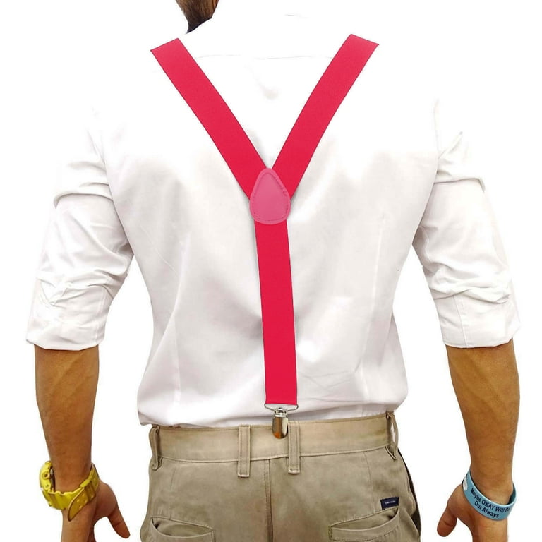 Men's Y-Shape Suspender Clip Elastic Wide Suspenders Perfect For Both  Casual & Formal, Black 