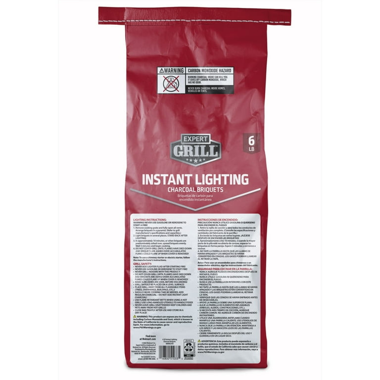 Expert Grill Instant Charcoal Briquets, Charcoal Grill Briquettes, 6 Lb